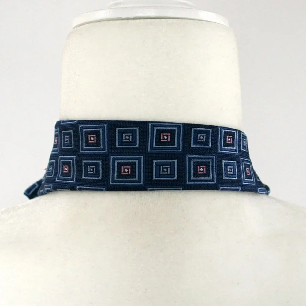NWT Ogsplosh Unisex Ascot Tie Blue Pink Geometric Square Print Size Long